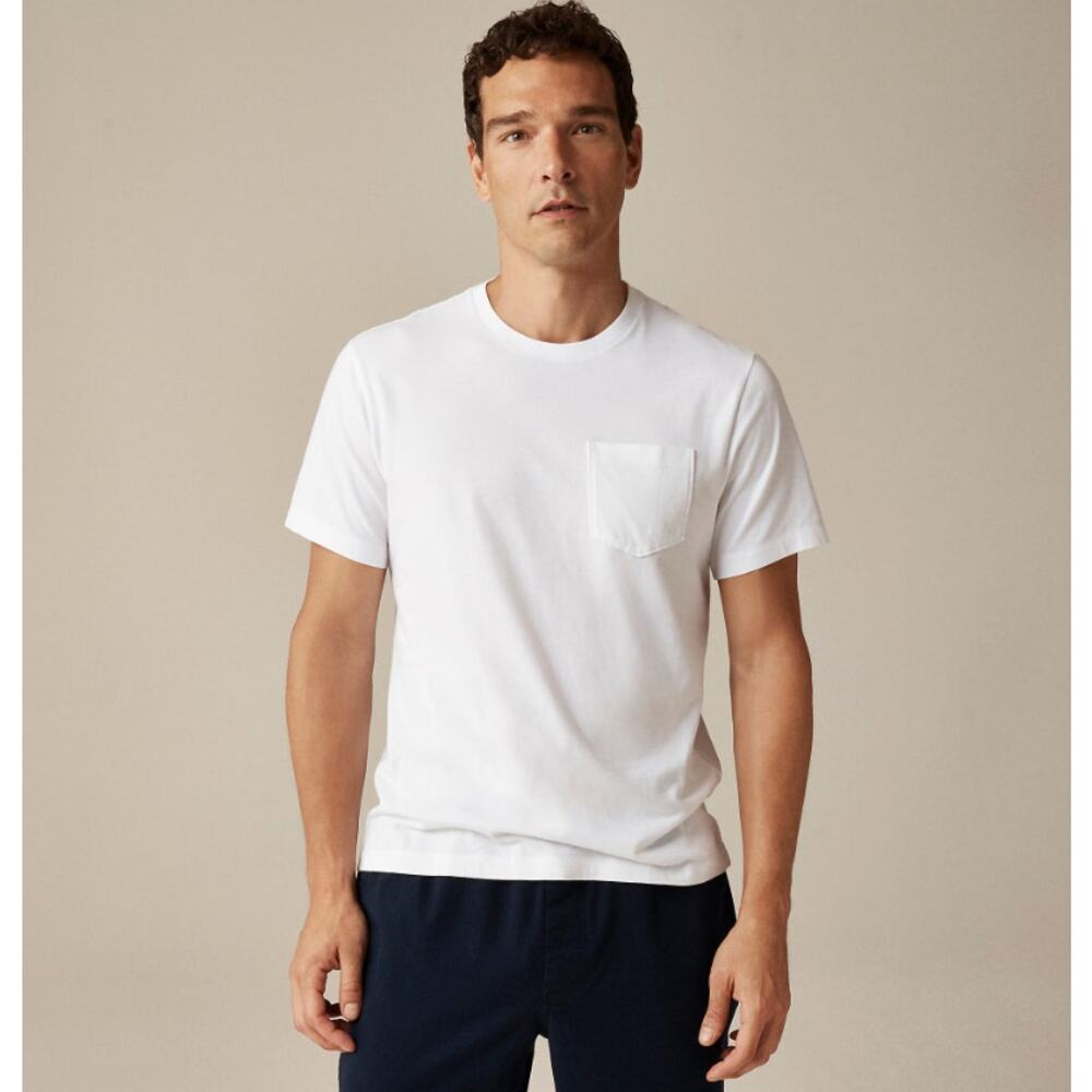 J.Crew Broken-In Short Sleeve Pocket Shirt Mens L White Crewneck Pullover Cotton
